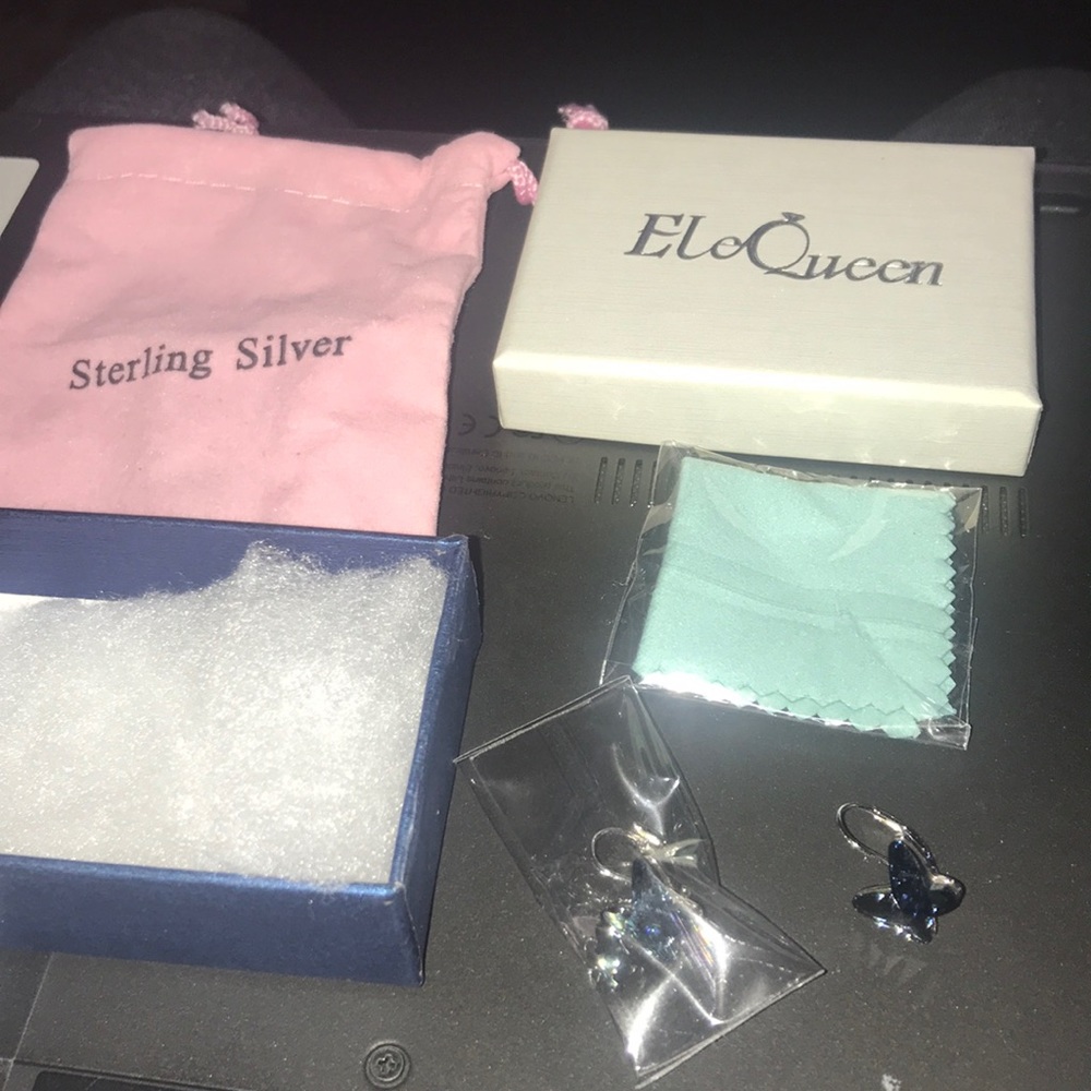sterling silver ele queen butterfly earrings